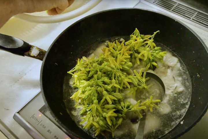 甘い香りの夜来香(イエライシャン)と鯛のスープ