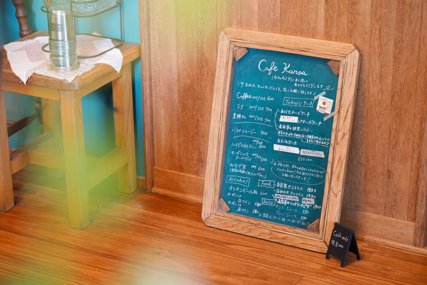 Cafe Kanoaの黒板メニュー