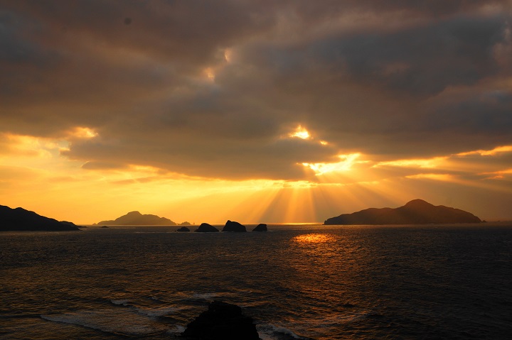 夕日　神の浜展望台