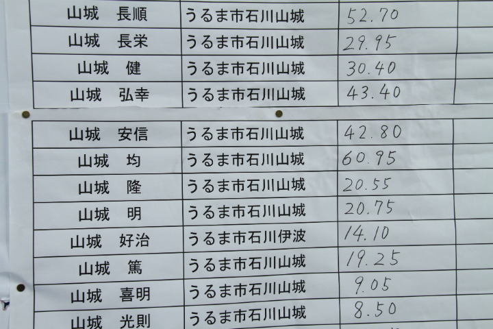 やまいも大物勝負計量記録表