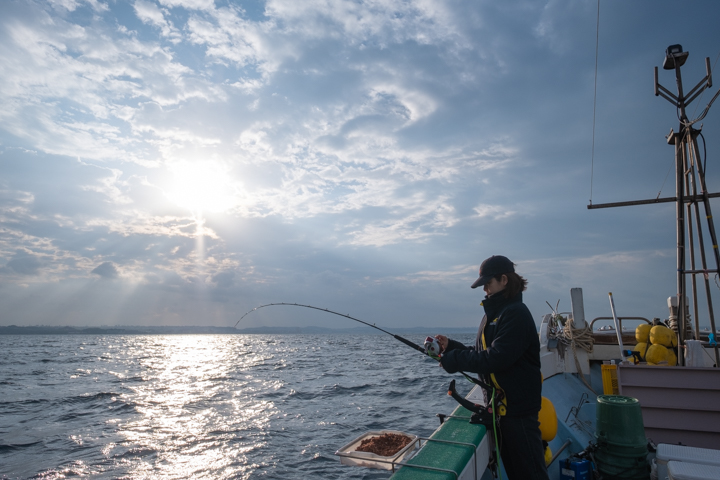 沖釣り体験中
