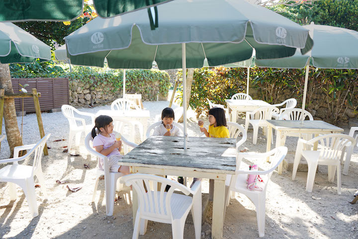 パラソルのあるお庭